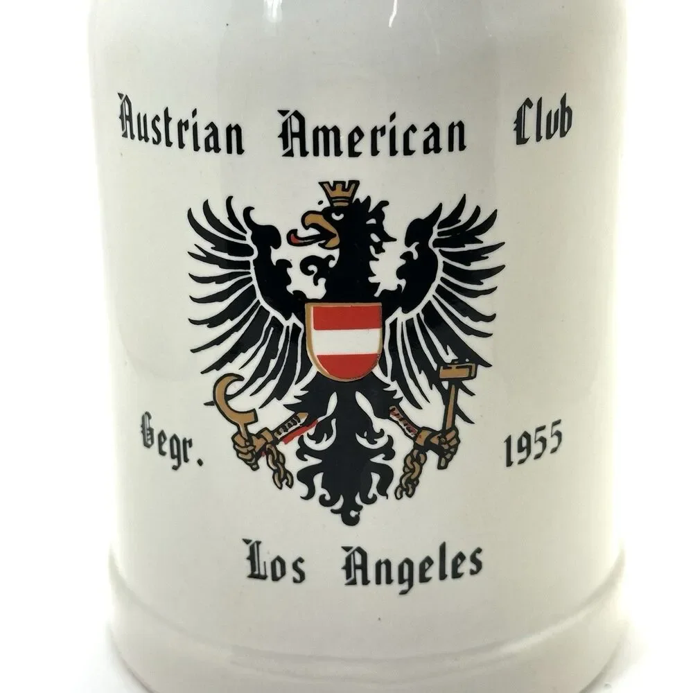 Austrian American Club 1955 Los Angeles Beer Stein | .5L Eagle Mug VTG